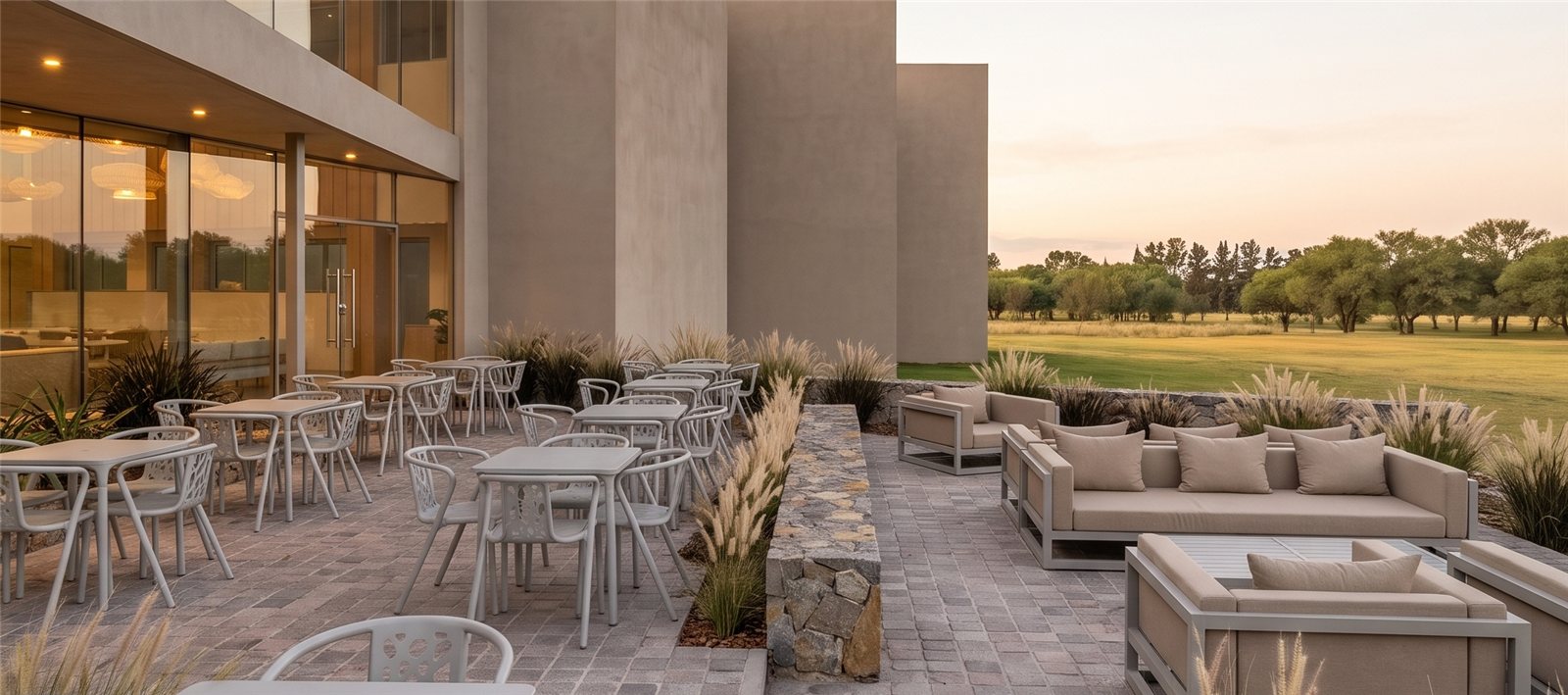 Terraza con mesas