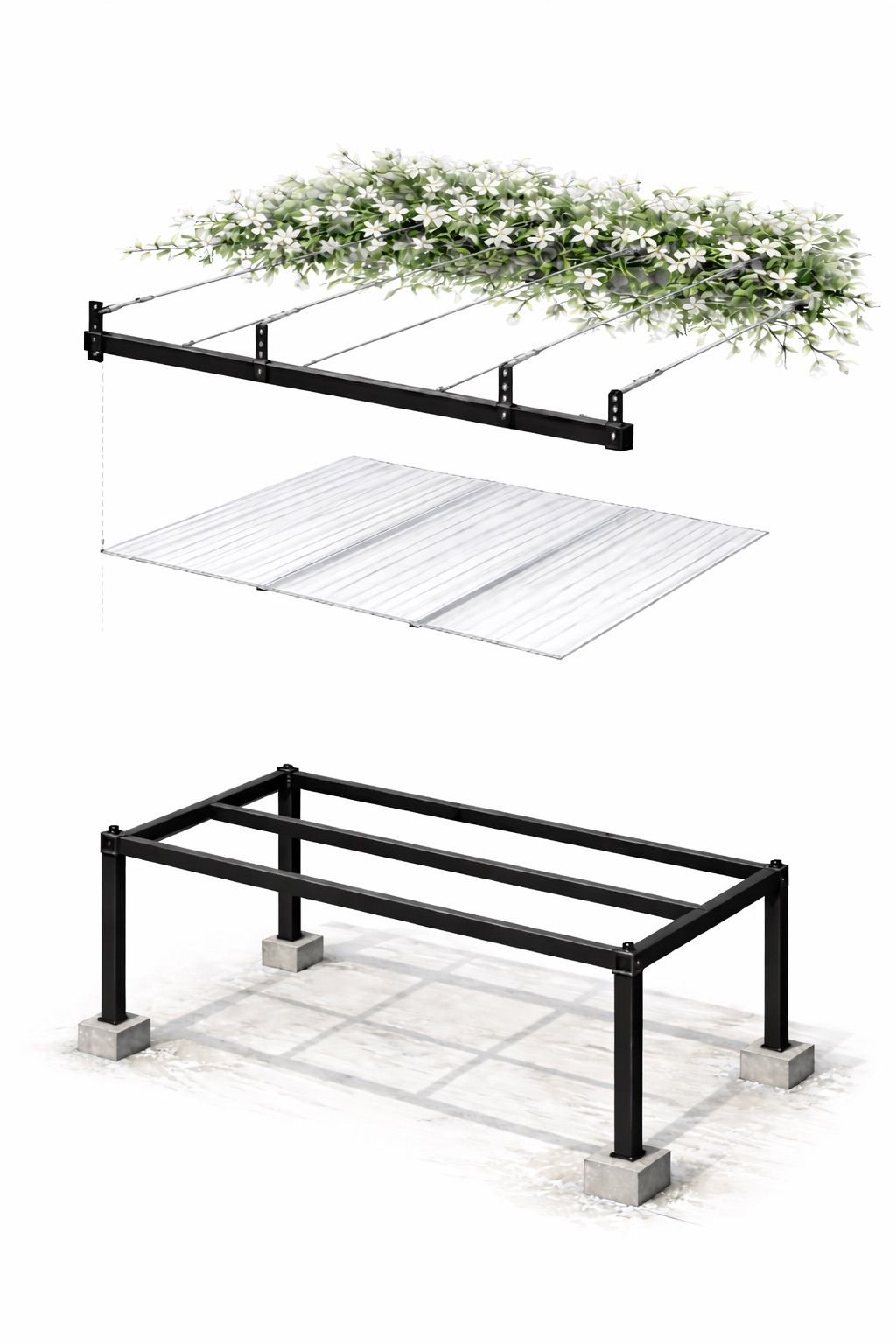 Despiece de armado de pérgola para gimnasio